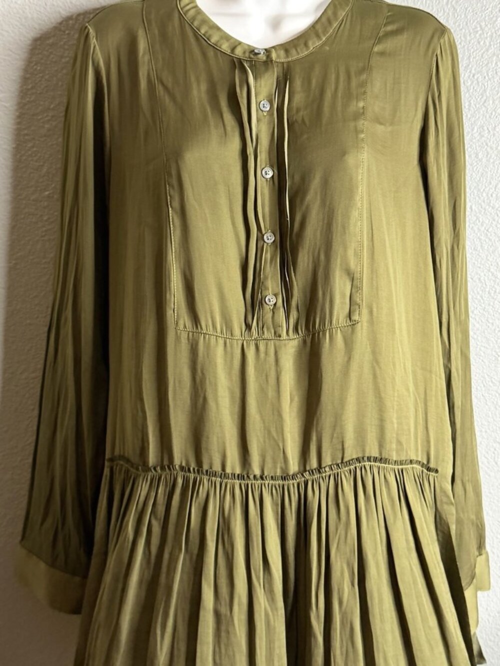 Banana Republic Heritage Tunic Dress Olive Drop Waist Long Sleeve M